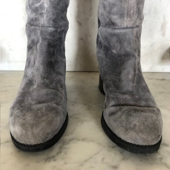 TORY BURCH Caitlin Over Knee Gray Elastic Stretch Suede  Boot 6M - Picture 8 of 17